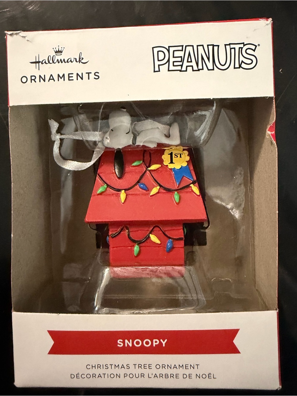 Peanuts Red Doghouse Ornament with Multicolor Lights - Peanuts